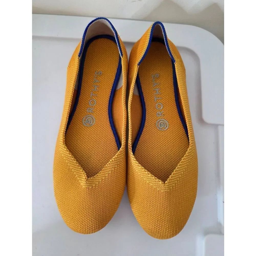Rothy's The Flat Marigold Yellow Slip-On Round Toe Knit Ballet Size US 7.5